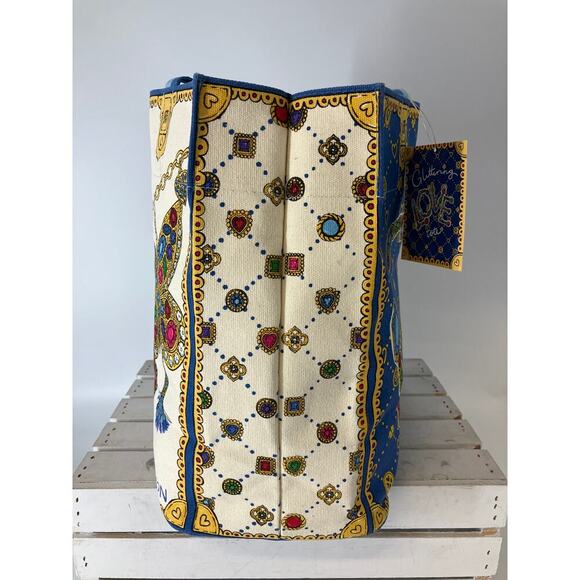 BRIGHTON NWT LARGE CANVAS GLITTERING LOVE TOTE - Picture 2 of 14